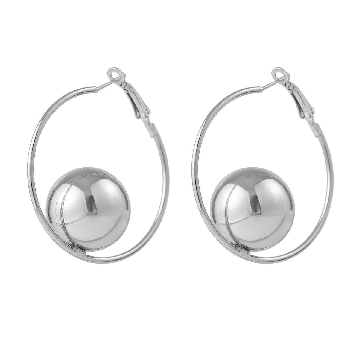 SW Circular Ball Hoop Earrings Silver Version