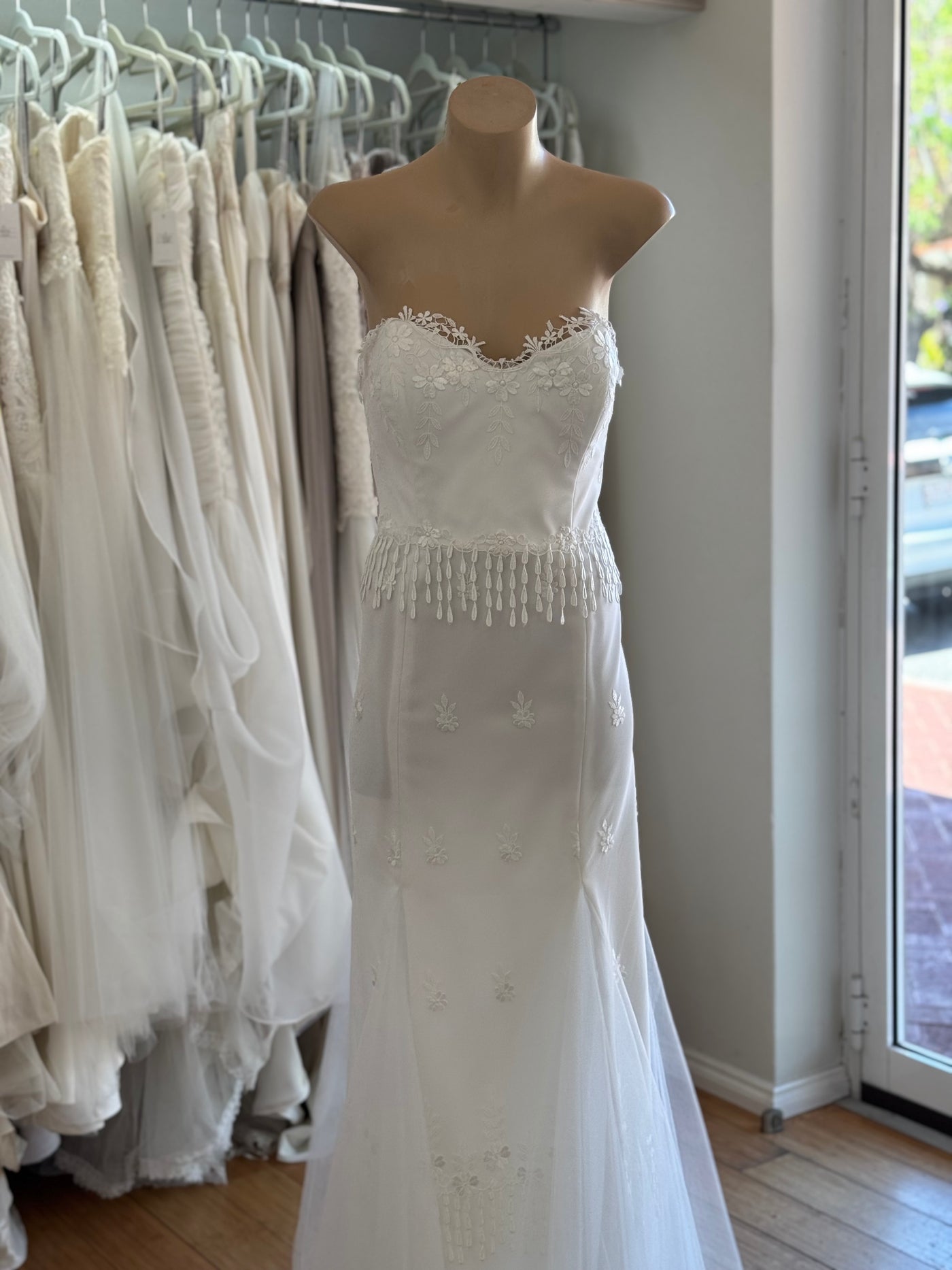 Natalie Silk White Lace Wedding Dress Size 10