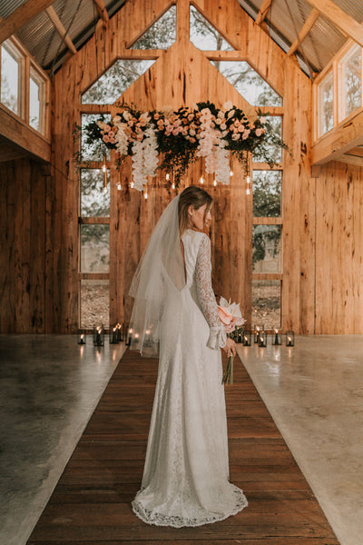 Georgia by Samantha Wynne | Long Sleeve, Lace Wedding Dress with Scooped Back