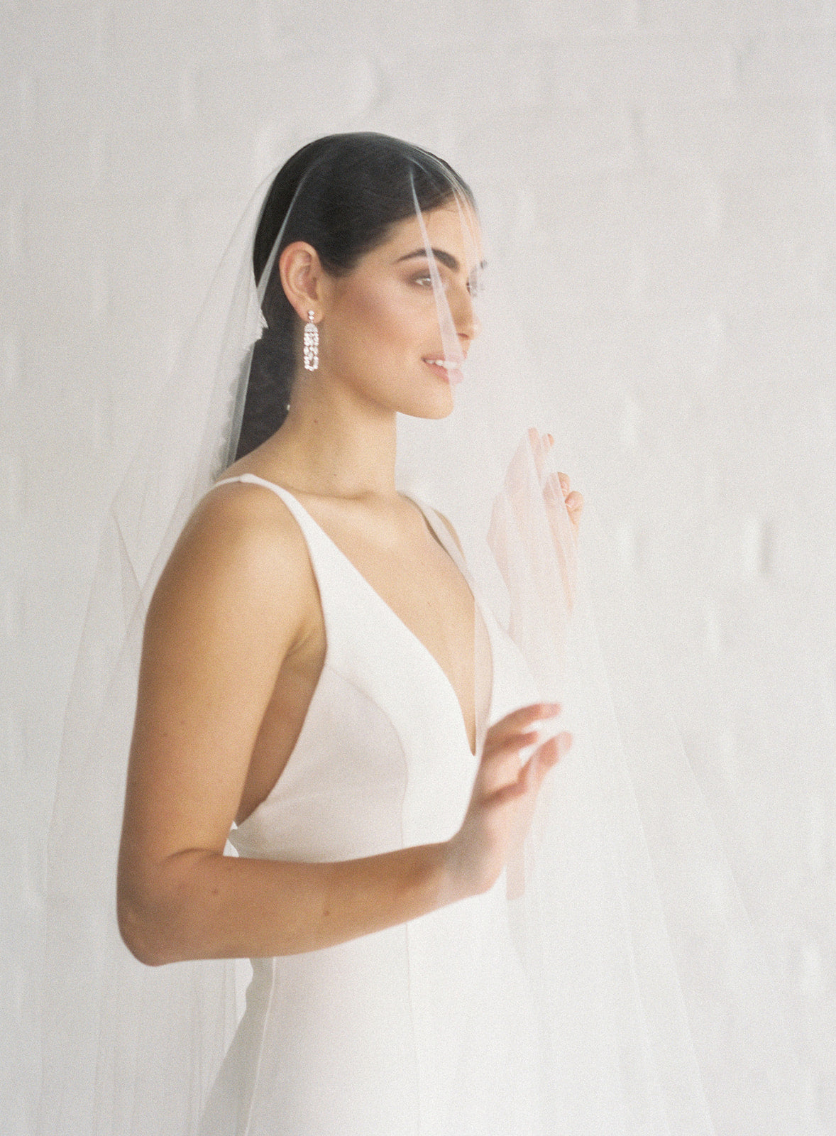 Claire by Samantha Wynne | Simple, Minimalist Wedding Dress with Plunge Neckline and Front Split
