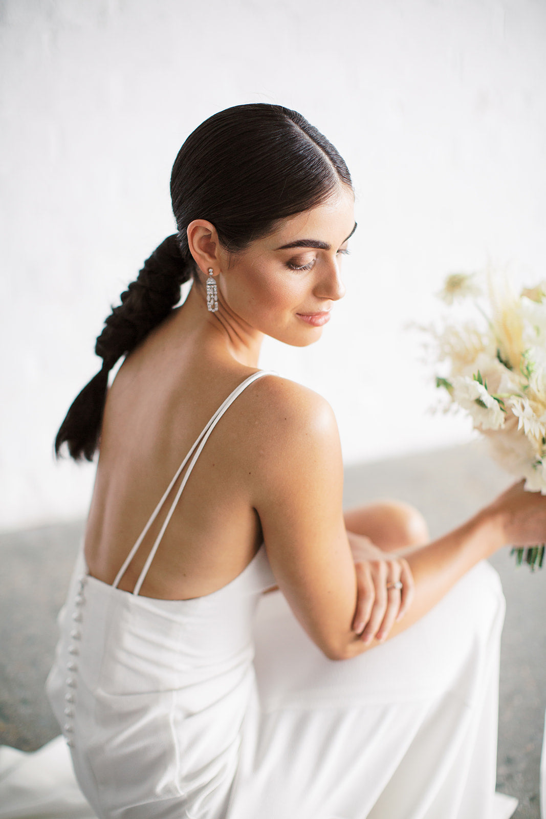 Claire by Samantha Wynne | Simple, Minimalist Wedding Dress with Plunge Neckline and Front Split