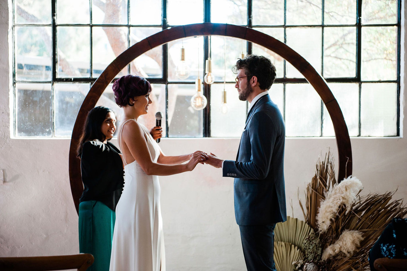 Claire by Samantha Wynne | Simple, Minimalist Wedding Dress with Plunge Neckline and Front Split