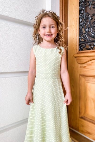 Addison Green Polka Dot Flower Girl & Special Occasion Dress | Samantha Wynne