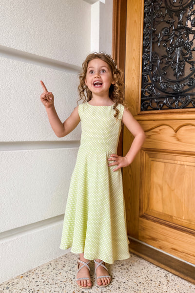 Addison Green Polka Dot Flower Girl & Special Occasion Dress | Samantha Wynne